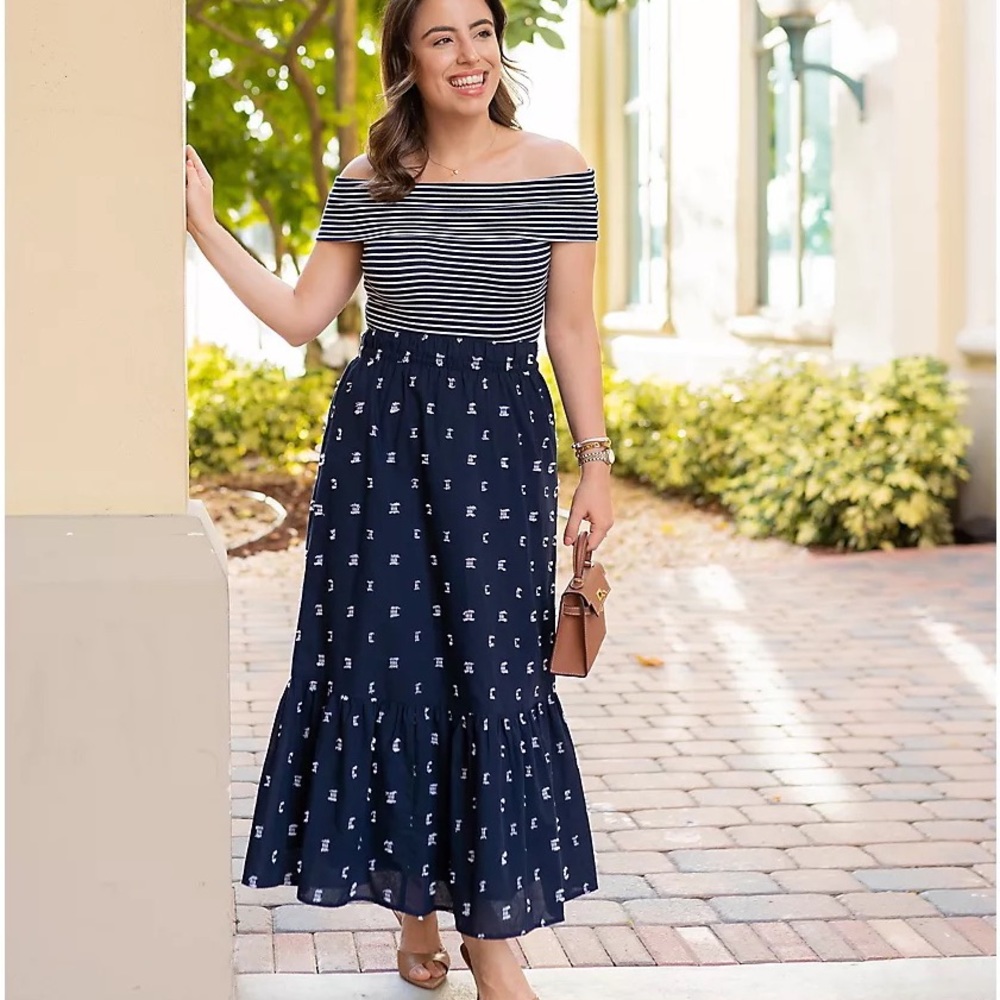 Brand New LOFT Clip Dot Tiered Maxi Skirt